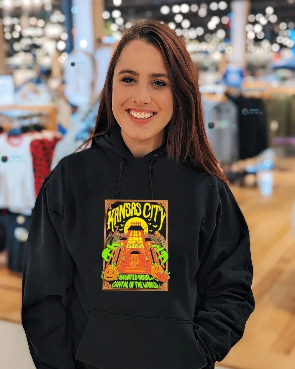 Kansas City Haunted House Capital of the World Pigment Black Street Halloween shirt