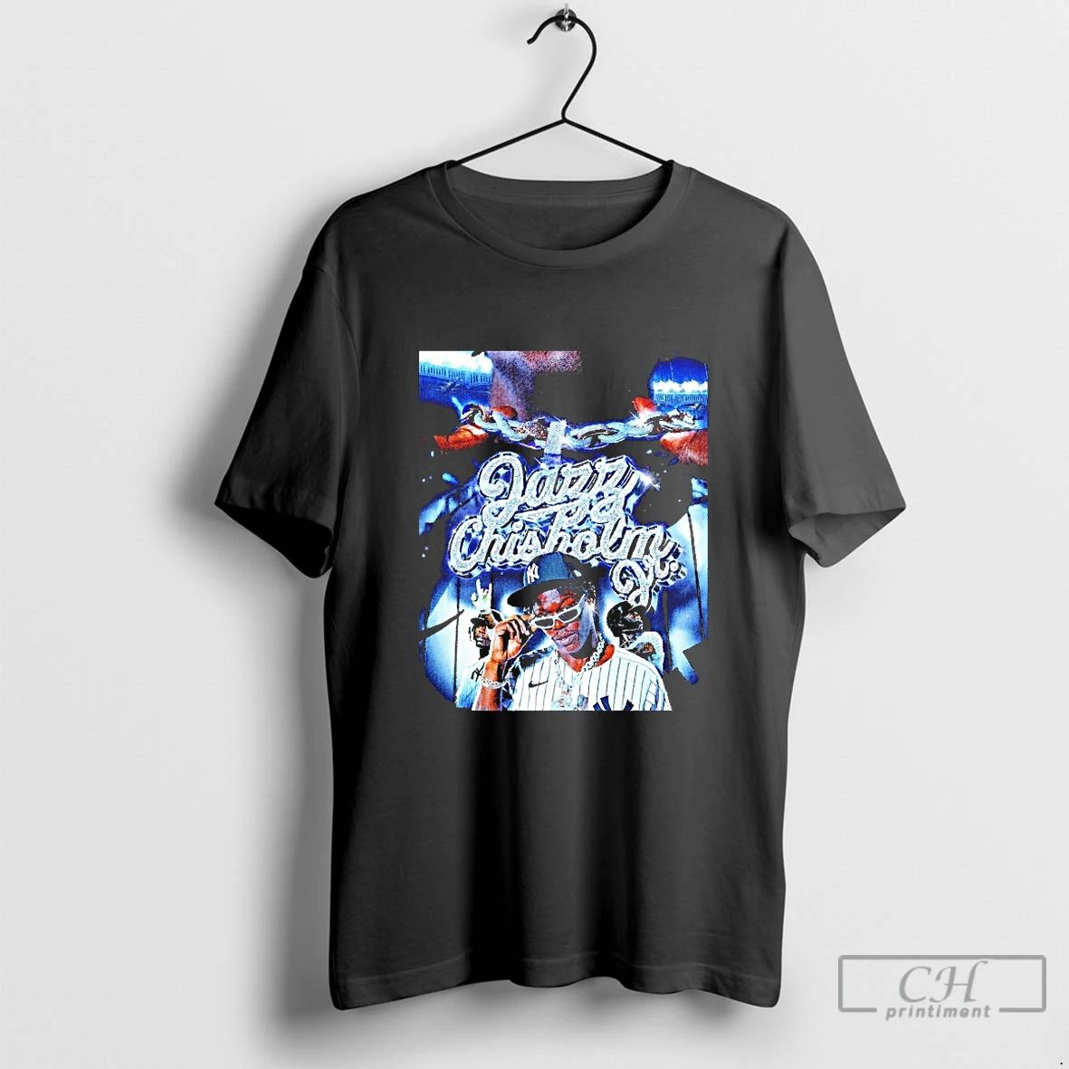 Classic Jazz Chisholm Jr New York Yankees Player Diamond Chain Blackshirt T Shirts