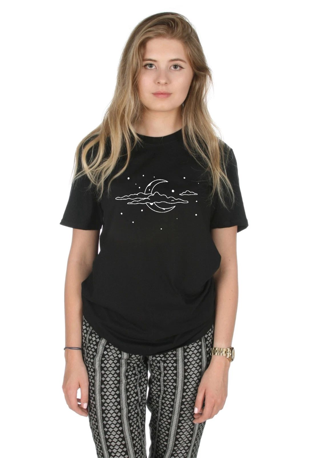 Boho Night Sky T-shirt Top Fashion Tumblr Bohemian Festival Grunge Moon Sun