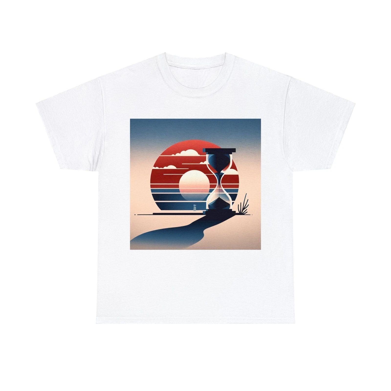 Unisex Adult T Shirt Timeless Classic Hourglass Sunset Life is Short Motivation