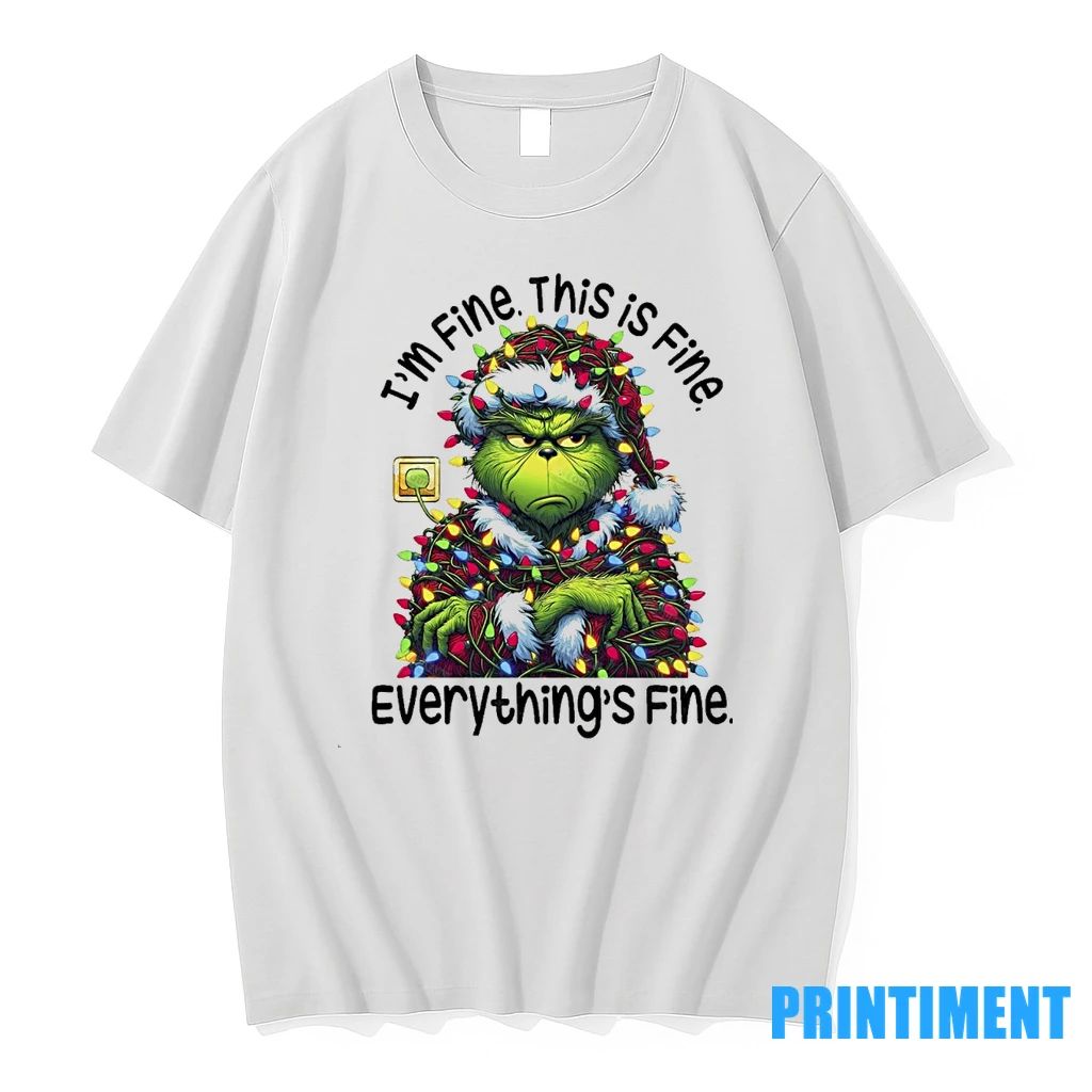Grinchmas Lights Sarcastic Im Fine This Is Fine Everythings Fine Christmas Tshirts Sweater