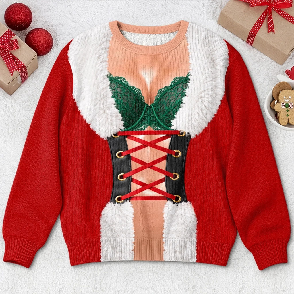 Custom Funny Sexy Santa Christmas Party Gifts for Women - Personalized Ugly Sweatshirt