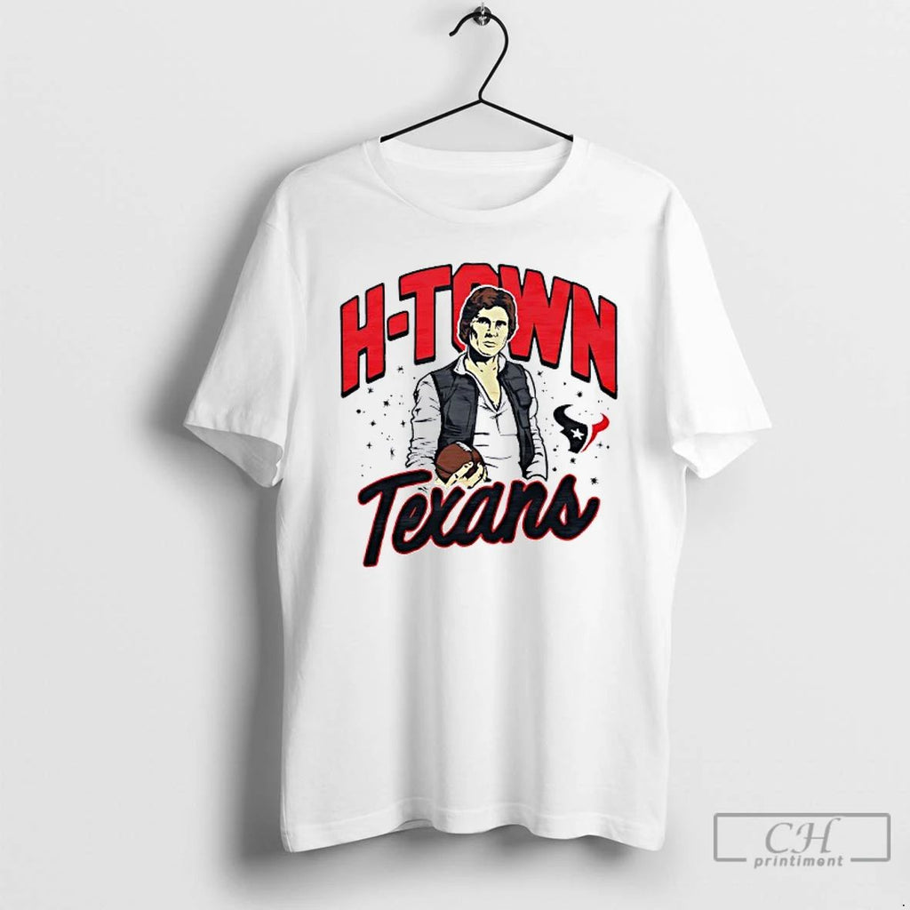 Classic Han Solo Holding Football H Town Houston Texans T Shirts