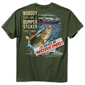 Funny Fishing Bass Buckwear Tee  Nobody ever had a Bumper Sticker thad said...
