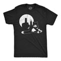 Mens Funny T Shirts Cat Middle Finger Shadow Puppet Show Sarcastic Graphic