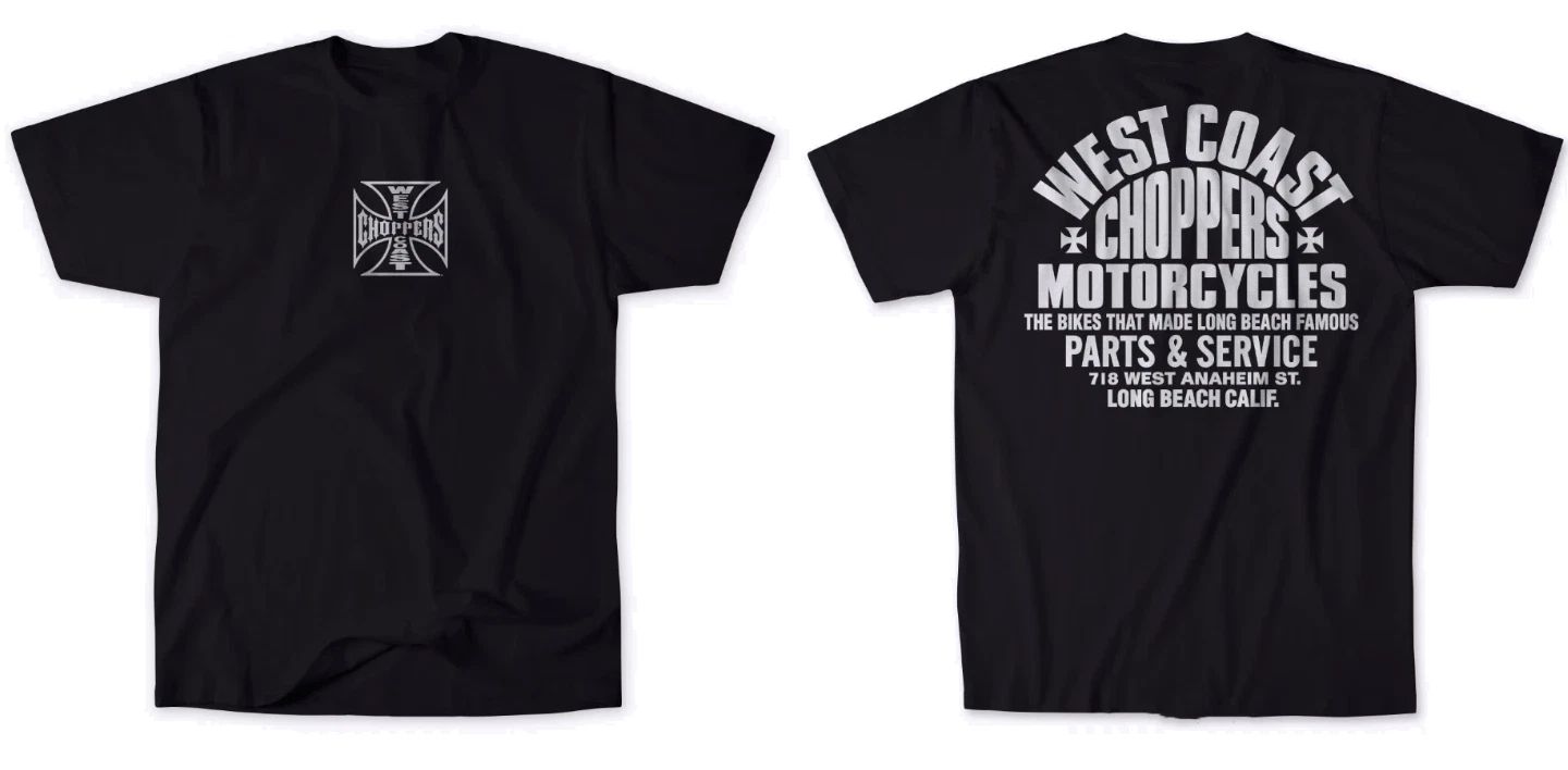 West Coast Choppers Parts Reprint Tee Black Mens Motorcycle Streetwear Tee S-5XL