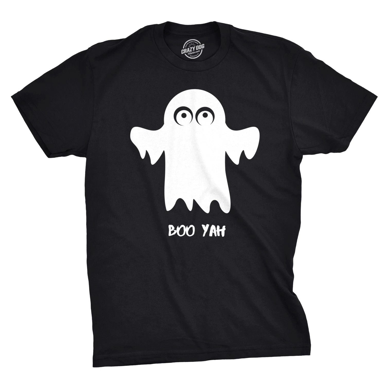 Mens Boo Yah Funny Spooky Cute Halloween October Fall Ghost T shirt