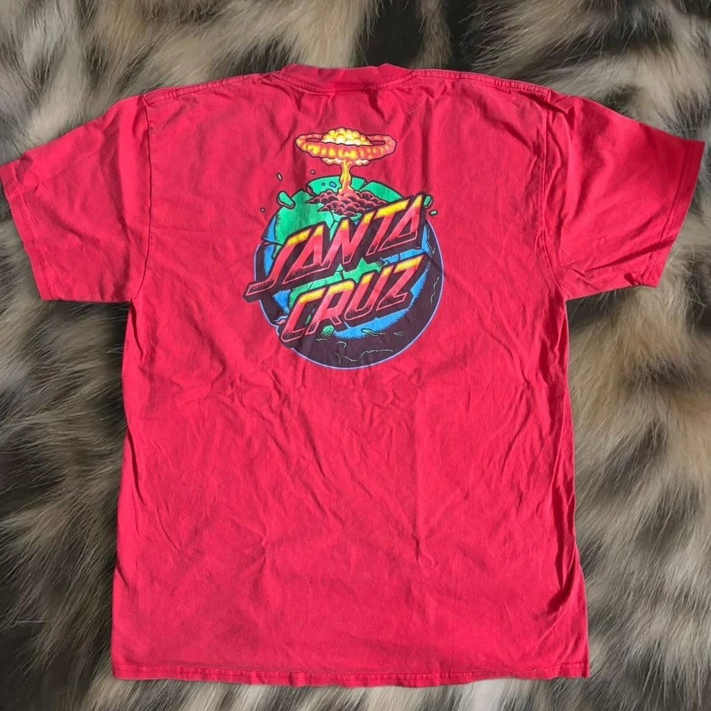 Santa Cruz Men's T-Shirt Nuke Print Red Short Sleeve Skate Surf Size Large