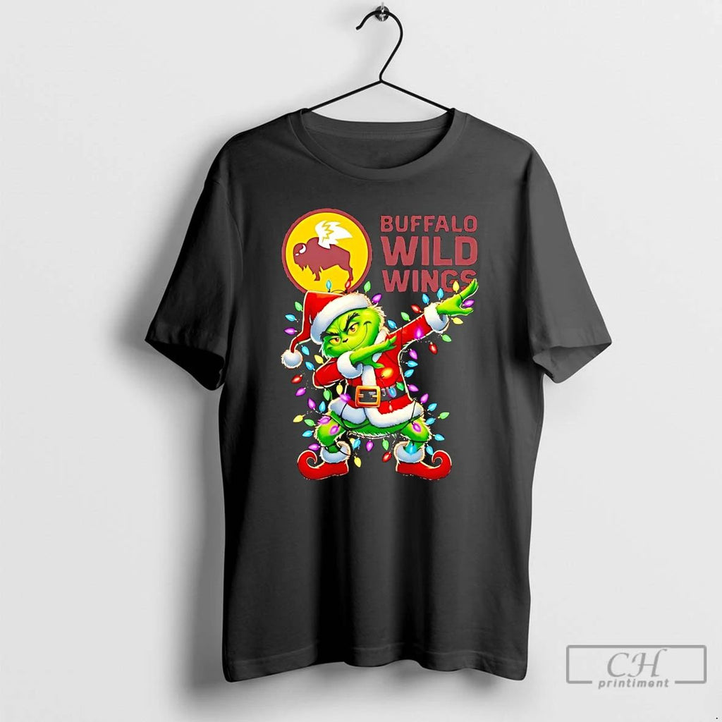 Classic Santa Grinch Dabbing Buffalo Wild Wings Christmas Light T Shirts
