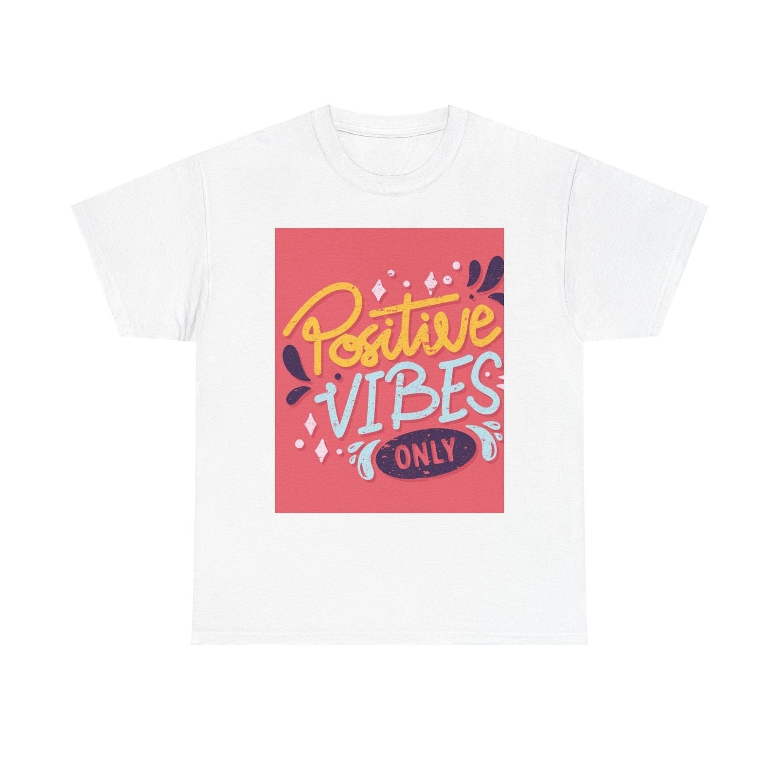 Positive Vibes Unisex Heavy Cotton Tee, Motivational Shirt, Casual Wear, Gift