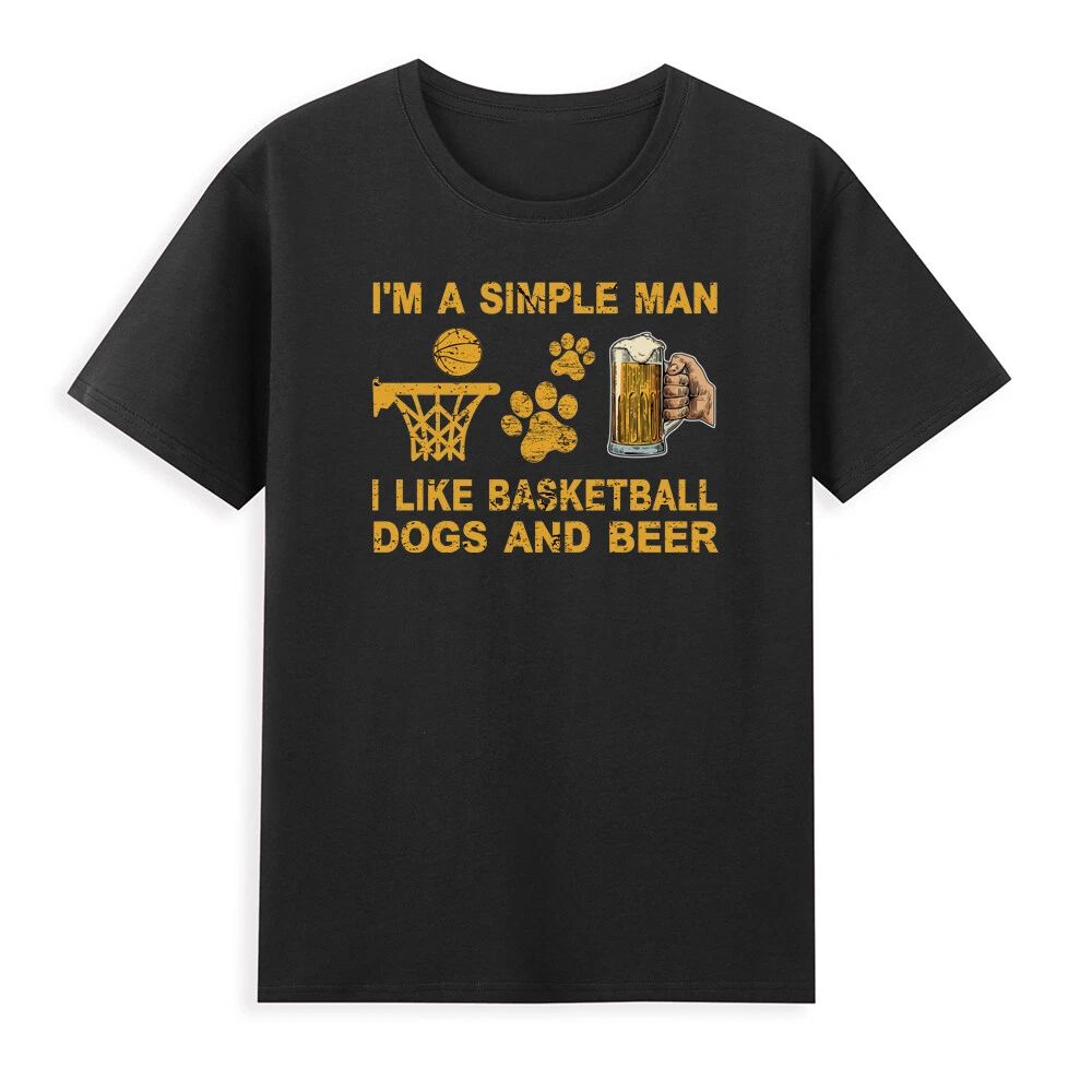 I'm A Simple Man I Like Basketball Dogs And Beer T-Shirt Vintage Men's T-Shirt