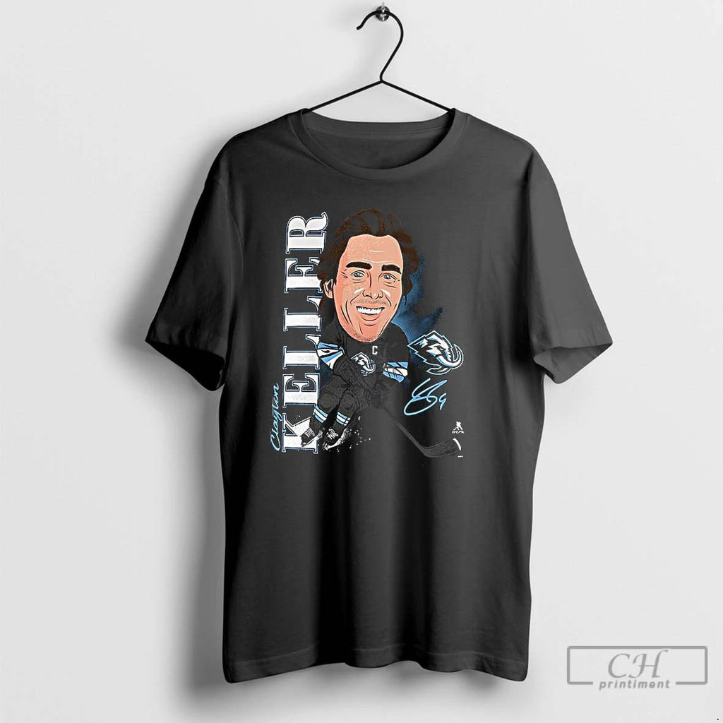 Classic Clayton Keller Utah Mammoth Hockey Caricature Player Signature T Shirts