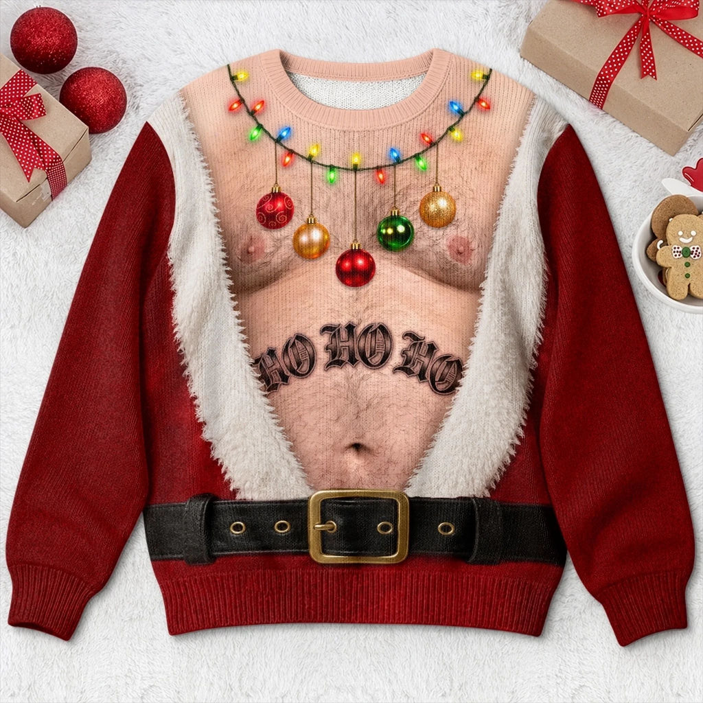 Custom Funny Ugly Sweatshirt - Personalized Christmas Birthday Gifts For Husband, Son, Grandson, Brother, Grandpa, Dad, Yourself - Santa Approved Trouble Maker