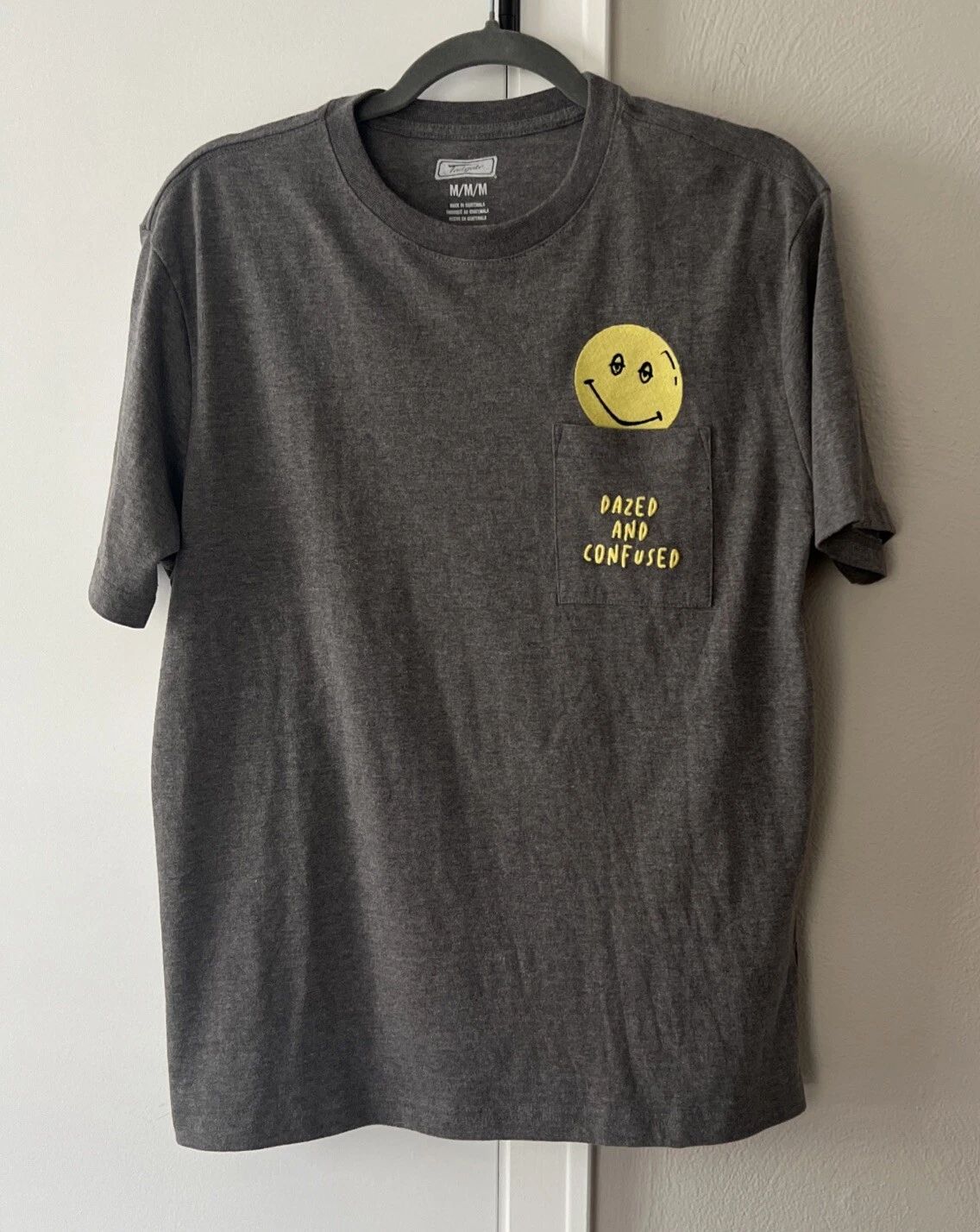 Dazed & Confused Tailgate Movie Embroidered Tee MED Stoner GRAY SS EUC Retro