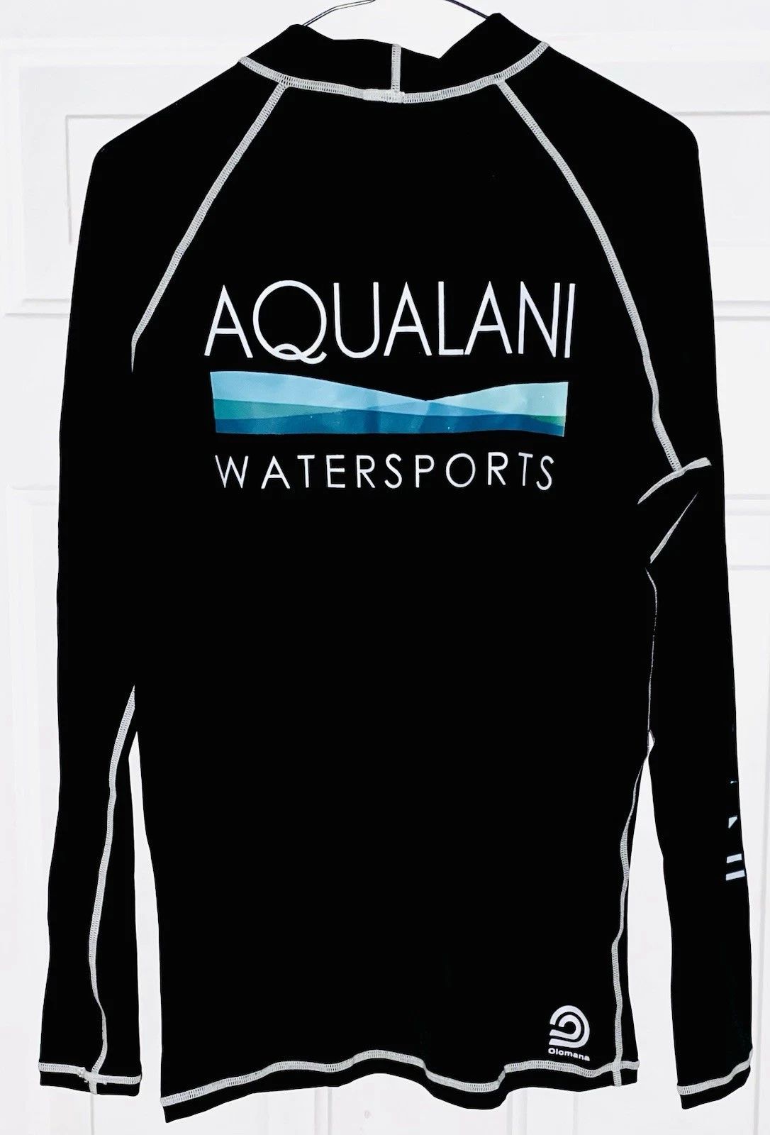 Aqualani Watersports Hawaii Shirt Adult Large Black 2 Side Graphics Long Sleeve