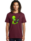 Alien-With-Phone-1 Mens Graphic Tee, 100% Cotton, Casual Summer Wear