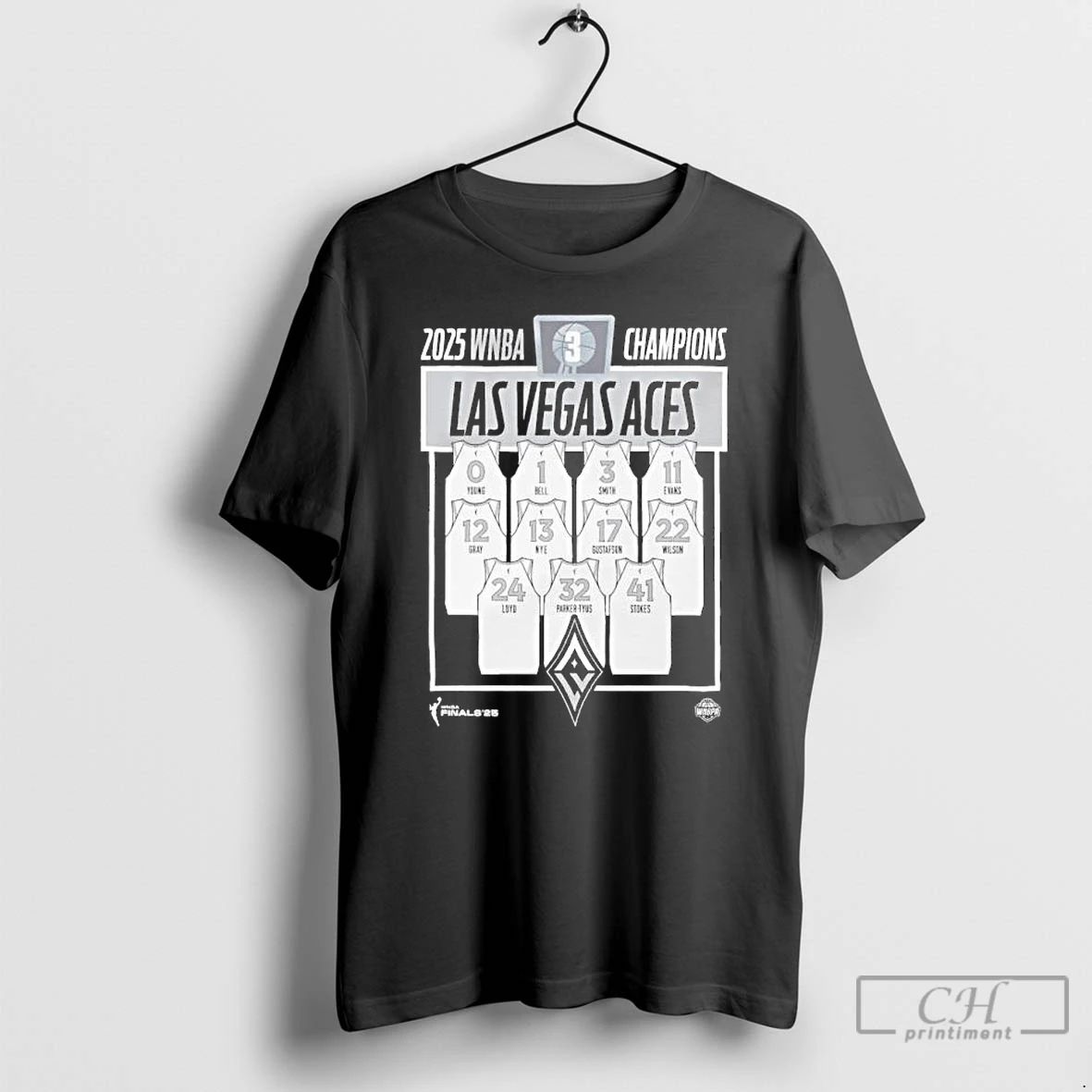 Classic Las Vegas Aces 2025 Wnba Finals Champions Jersey Roster T Shirts