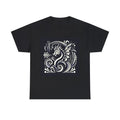 Unisex Adult T Shirt Art Deco Dragon Silhouette in Monochrome Fantasy Black Tee