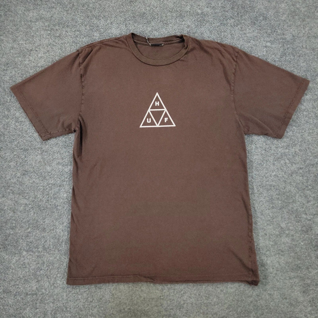 HUF Shirt Men's Medium Brown Graphic Tee Short Sleeve Spell Out Pullover Adult M