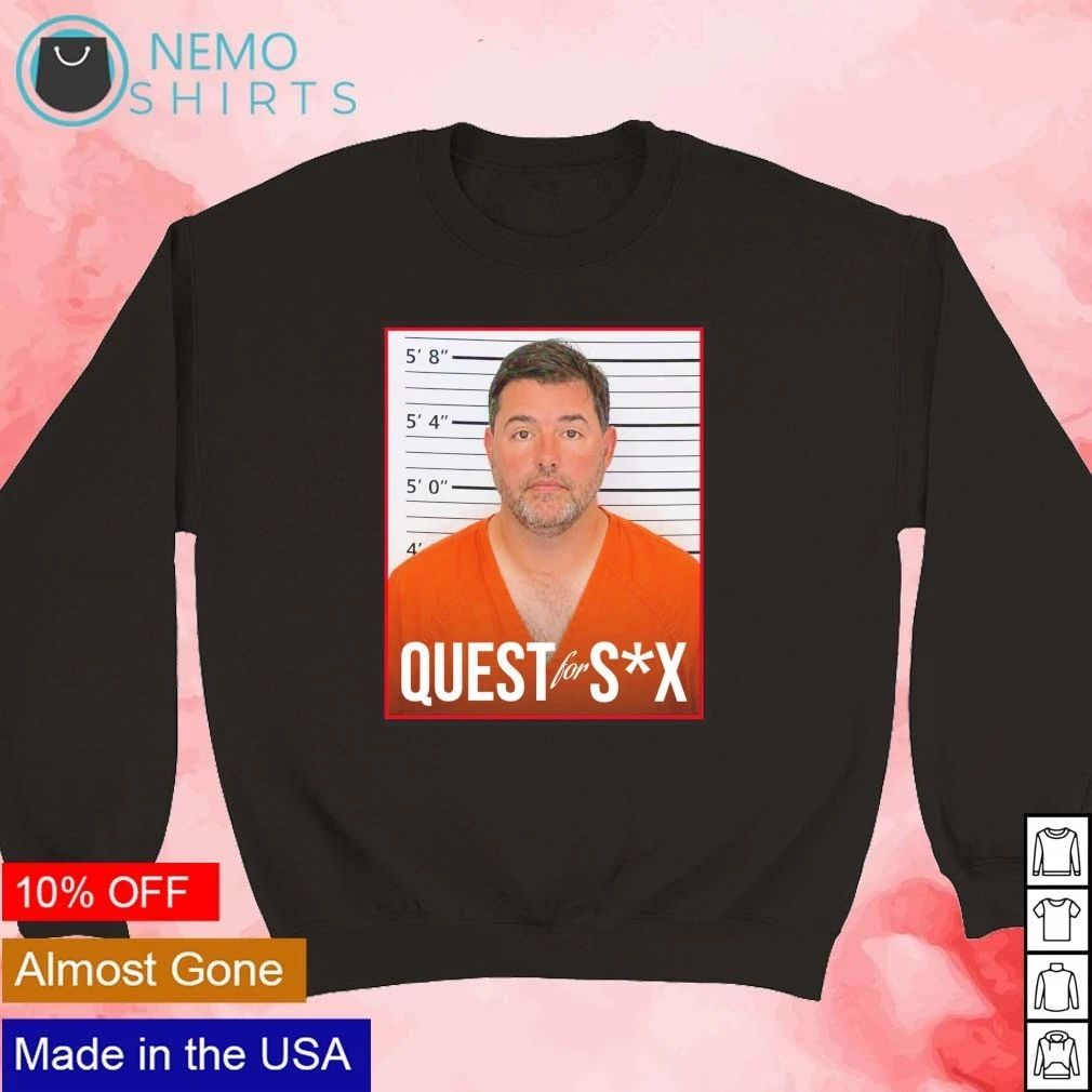 Quest for SX Mugshot funny parody shirt