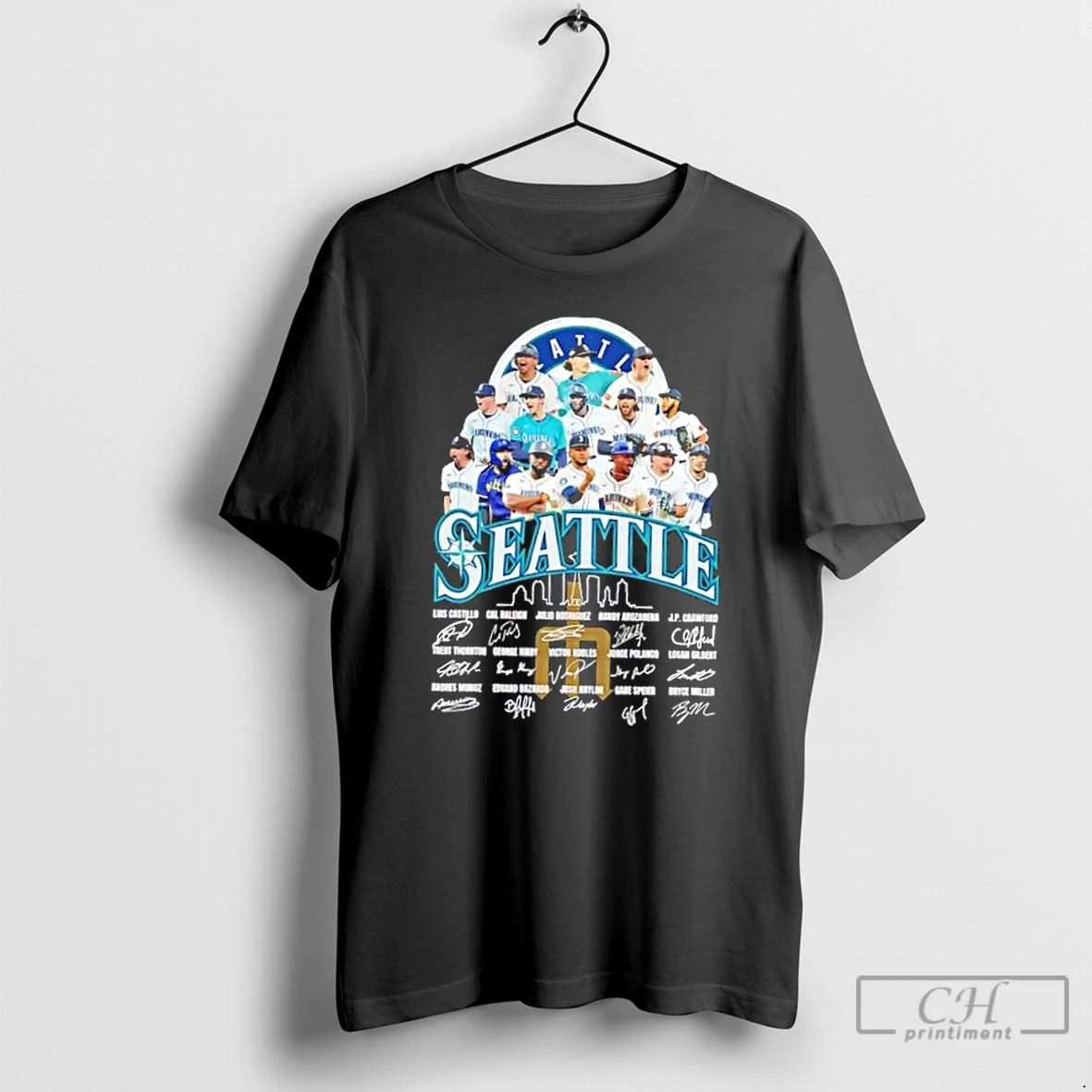 Classic Seattle Mariners Luis Castillo And All Players Skyline T Shirts