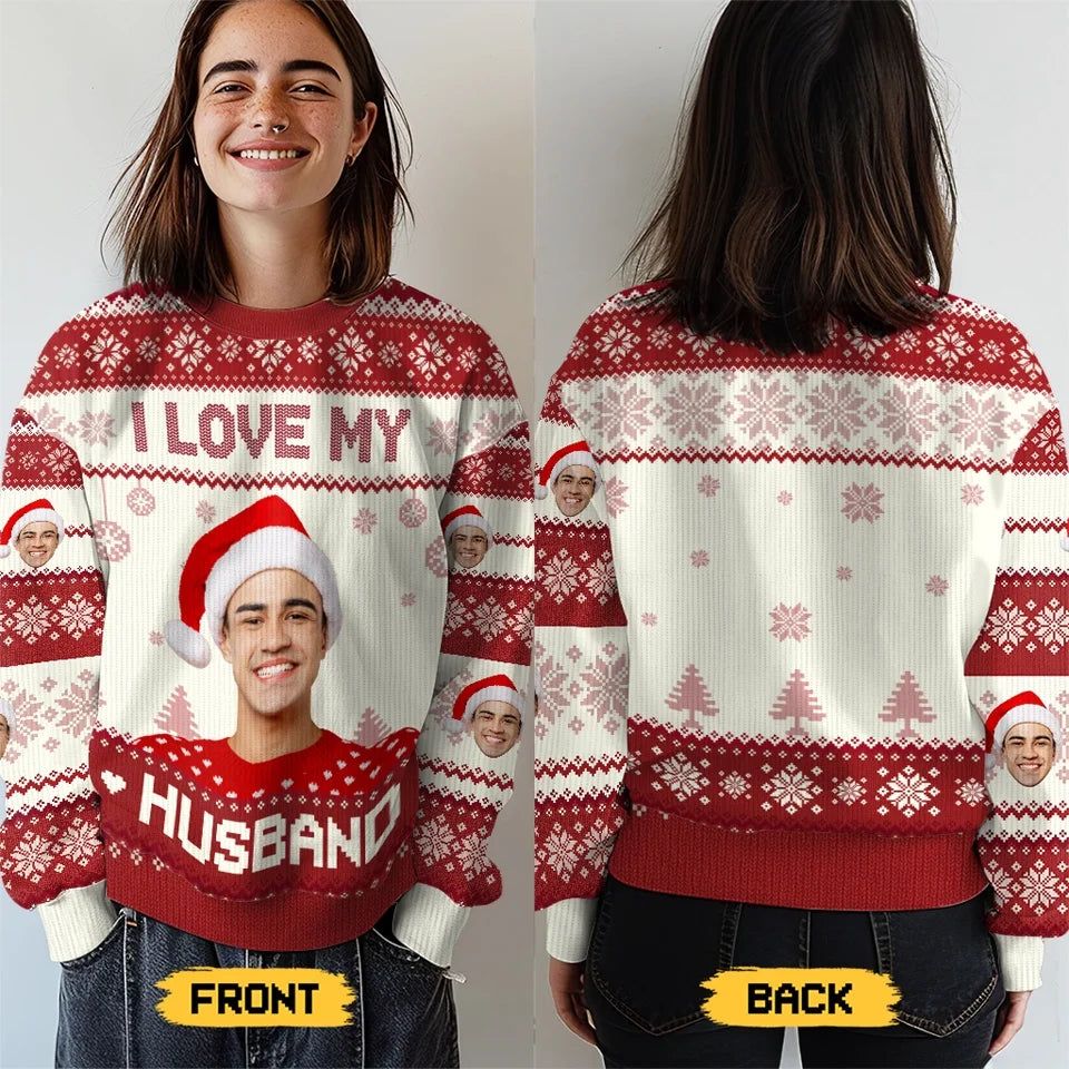 Custom Photo Holidays Are Better With You By My Side - Couple Personalized Custom Ugly Sweatshirt - Unisex Wool Jumper - Christmas Gift For Wife