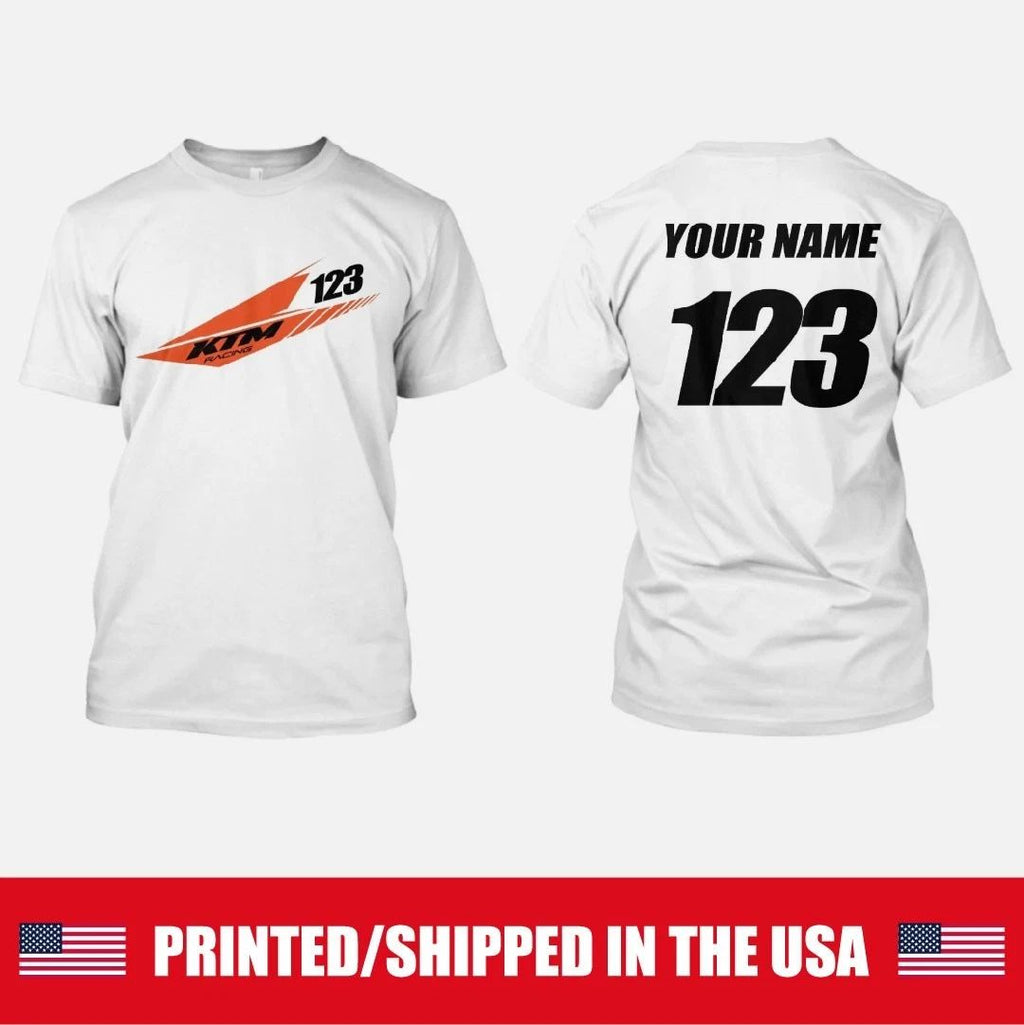 CUSTOMIZED KTM FACTORY RACING MOTOCROSS TSHIRT YOUR NAME AND NUMBER SX SXF