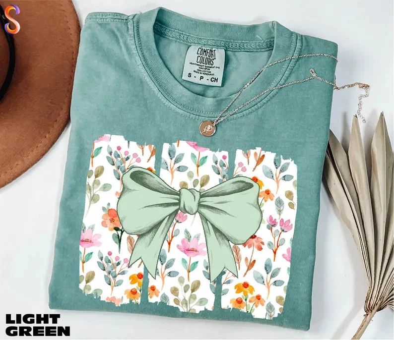 Coquette Bow Wildflowers Comfort Tee Aesthetic Floral Nature Gift