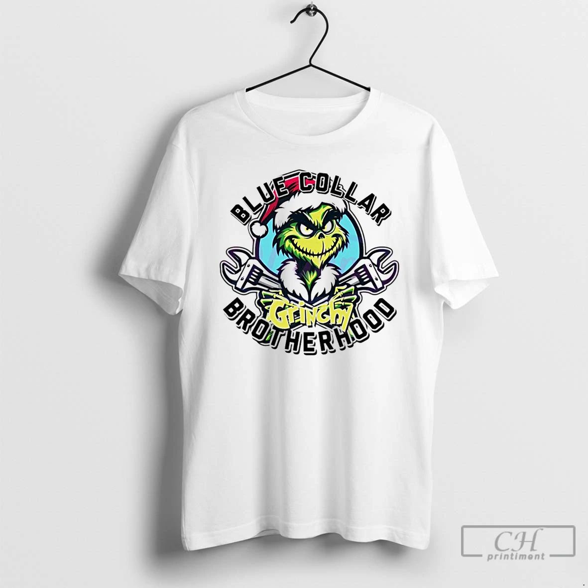Classic Blue Collar Grinchy Brotherhood Christmas Grinch White T Shirts