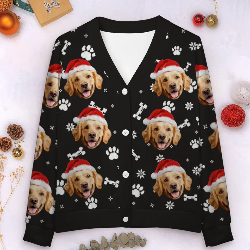 Custom Photo Christmas Cuddles From My Furry Bundle - Dog & Cat Personalized Custom Ugly Christmas Cardigan - Christmas Gift For Dog Lovers