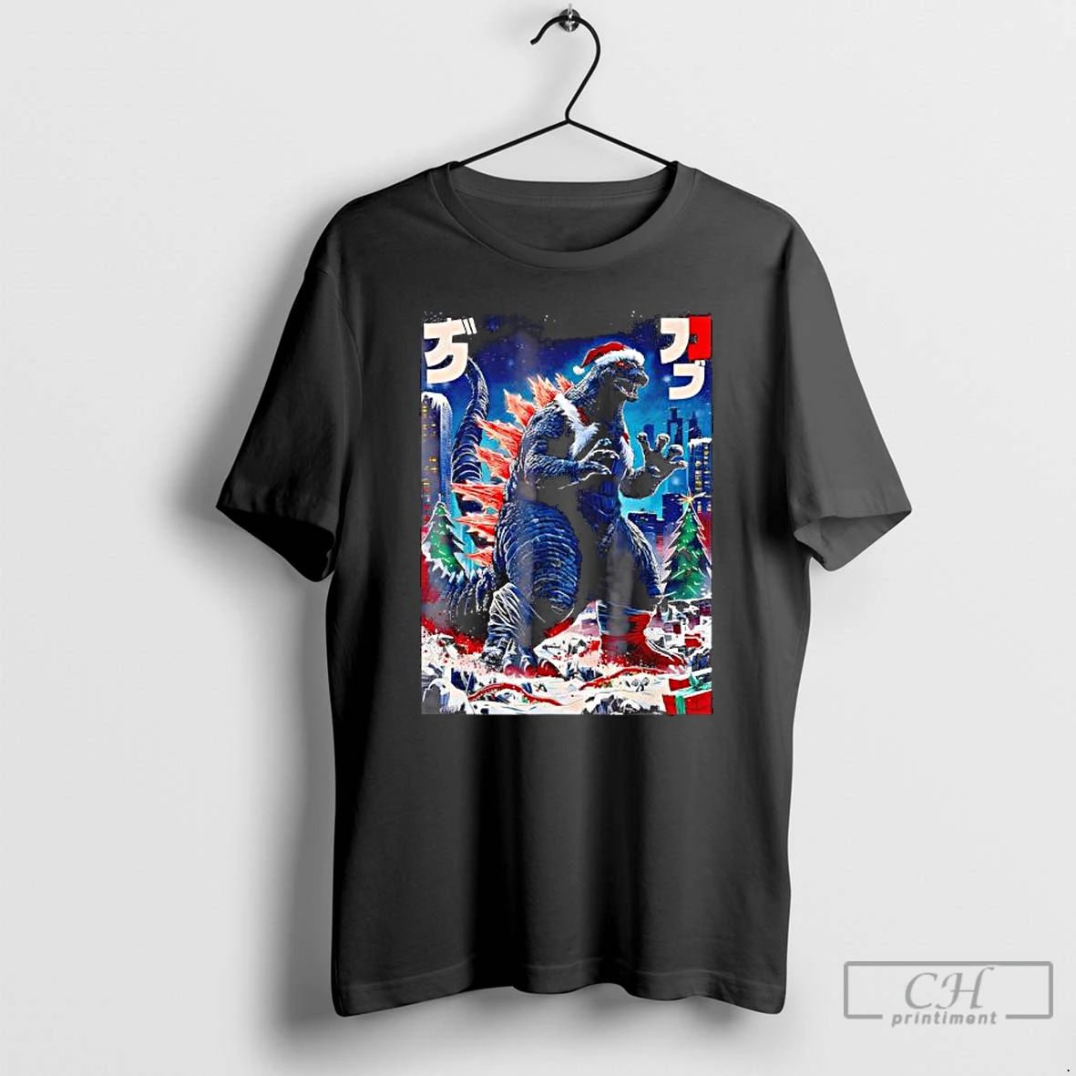 Premium Santazilla Japanese Monster Kaiju Dinosaur Christmas T Shirts
