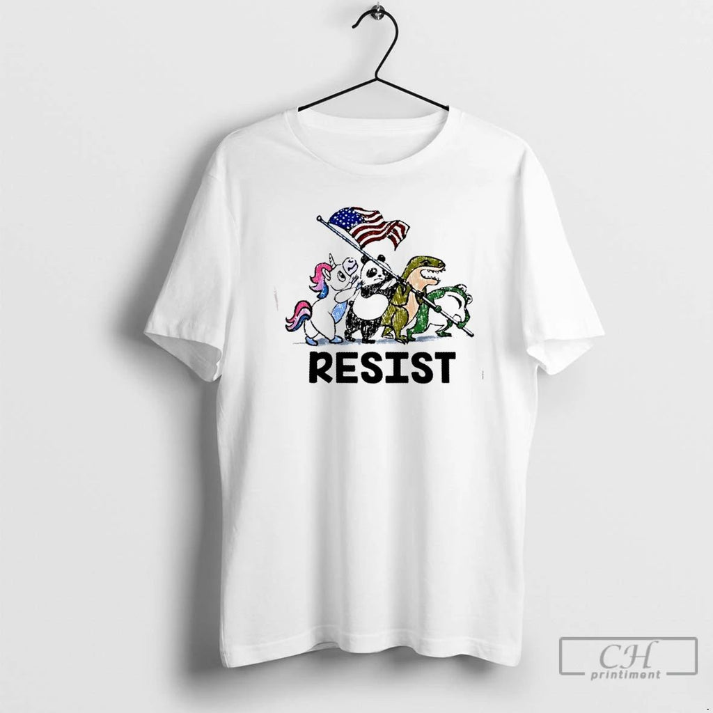 Classic Frog T Rex Panda Unicorn Animals Resist Us Flag T Shirts