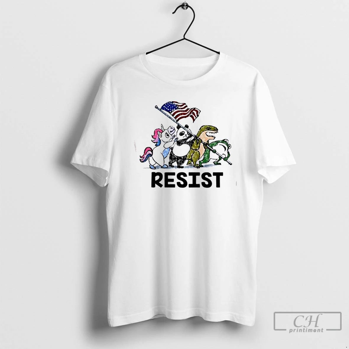 Classic Frog T Rex Panda Unicorn Animals Resist Us Flag T Shirts