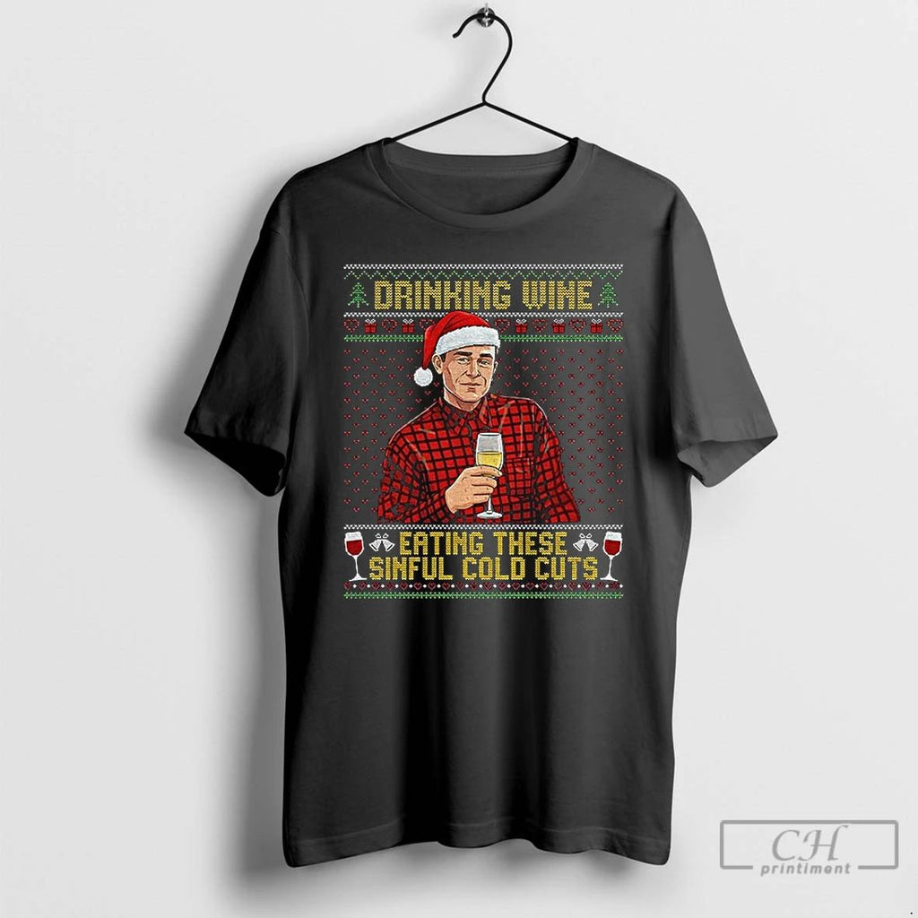 Premium Charlie Hunnam Drinking Wine Eating These Sinful Cold Cuts Christmas T Shirts