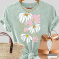 Pastel Garden Flower Comfort Tee Botanical Boho Style Soft Relaxed