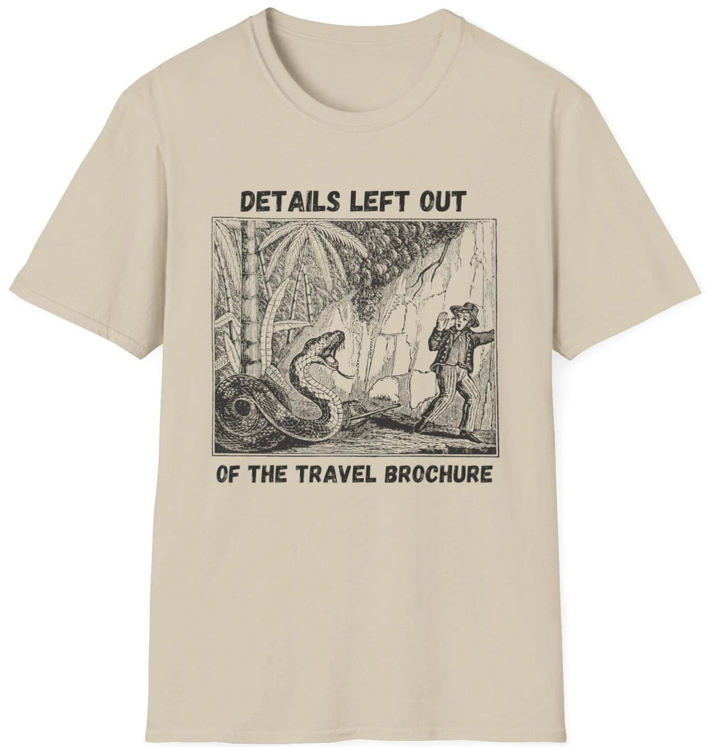Travel Brochure T Shirt graphic tee Sand Size M