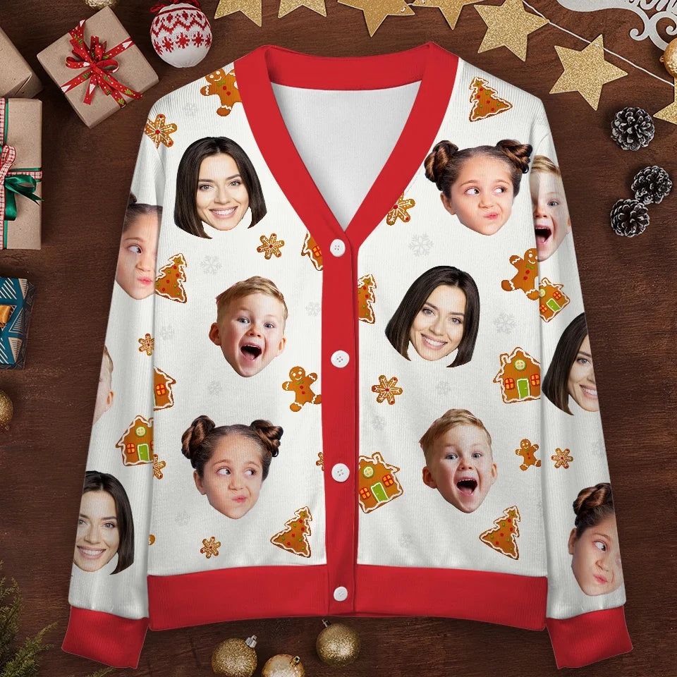 Custom Photo Christmas Is A Time For Families - Family Personalized Custom Ugly Christmas Cardigan - Christmas Gift For Family