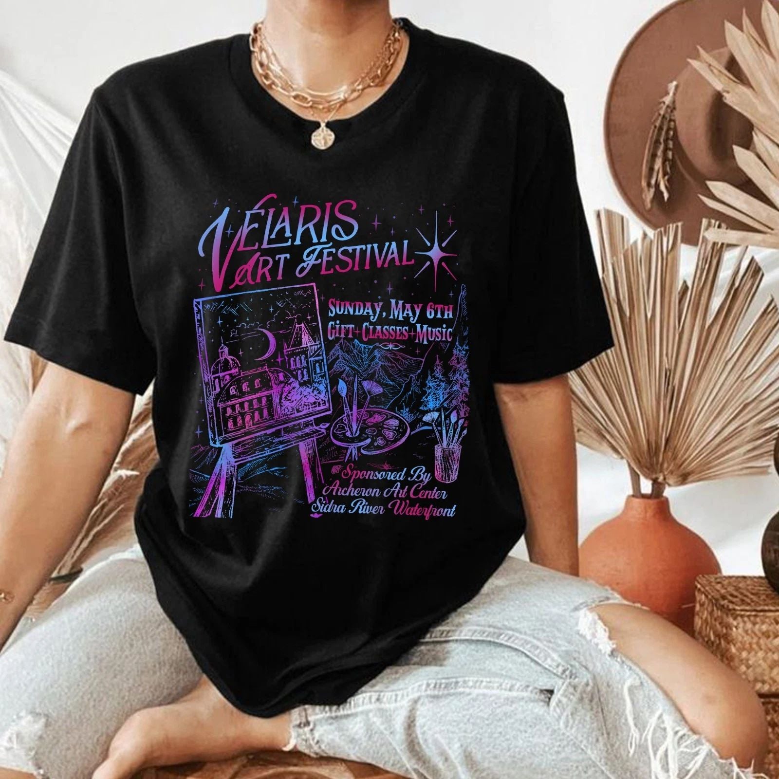 Vintage Velaris Art Festival Tee, Retro ACOTAR Fantasy Tee, for Book Lovers