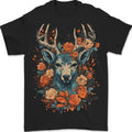 A Fantasy Deer With Flowers Mens T-Shirt 100% Cotton