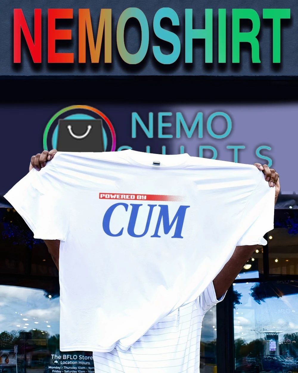 Powered by Cum funny humor slogan meme shirt