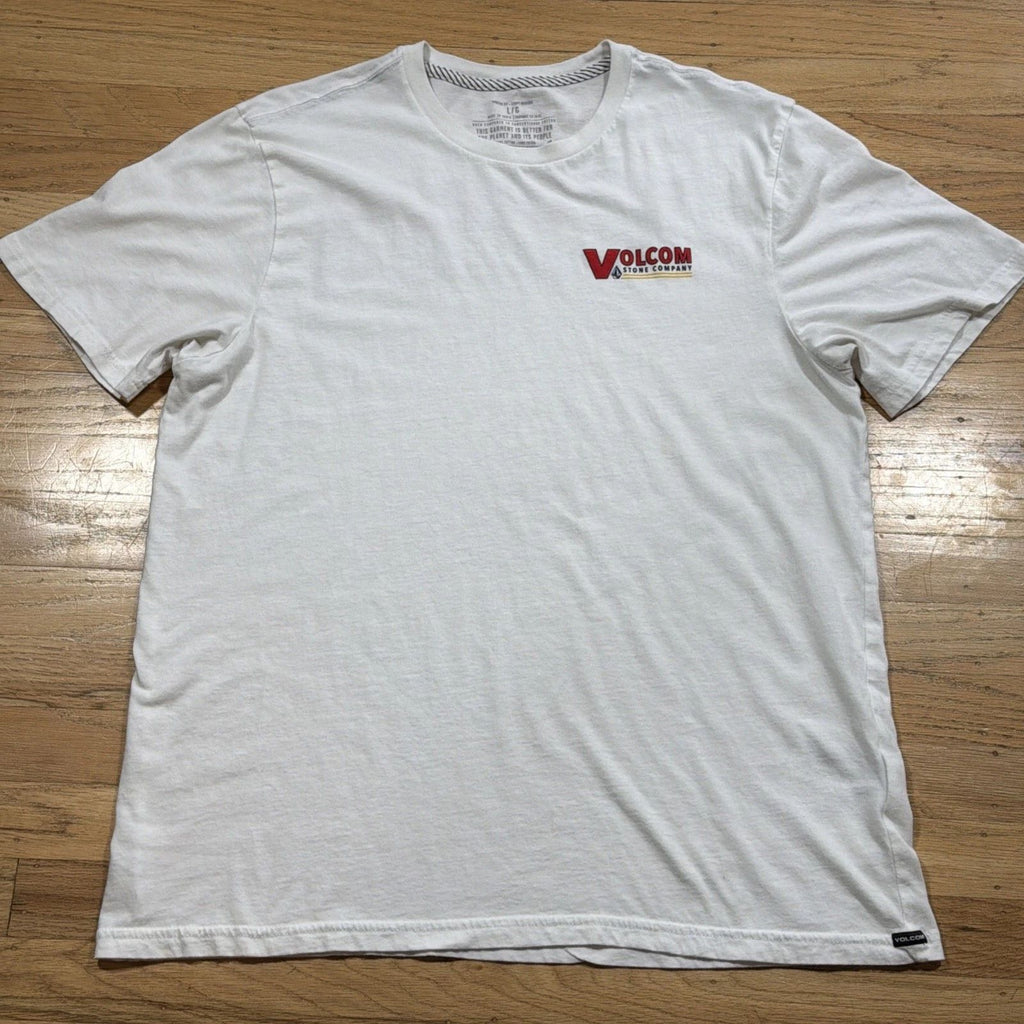 Volcom Modern Fit Organic Cotton T-Shirt Men’s L white graphic surf skateboard