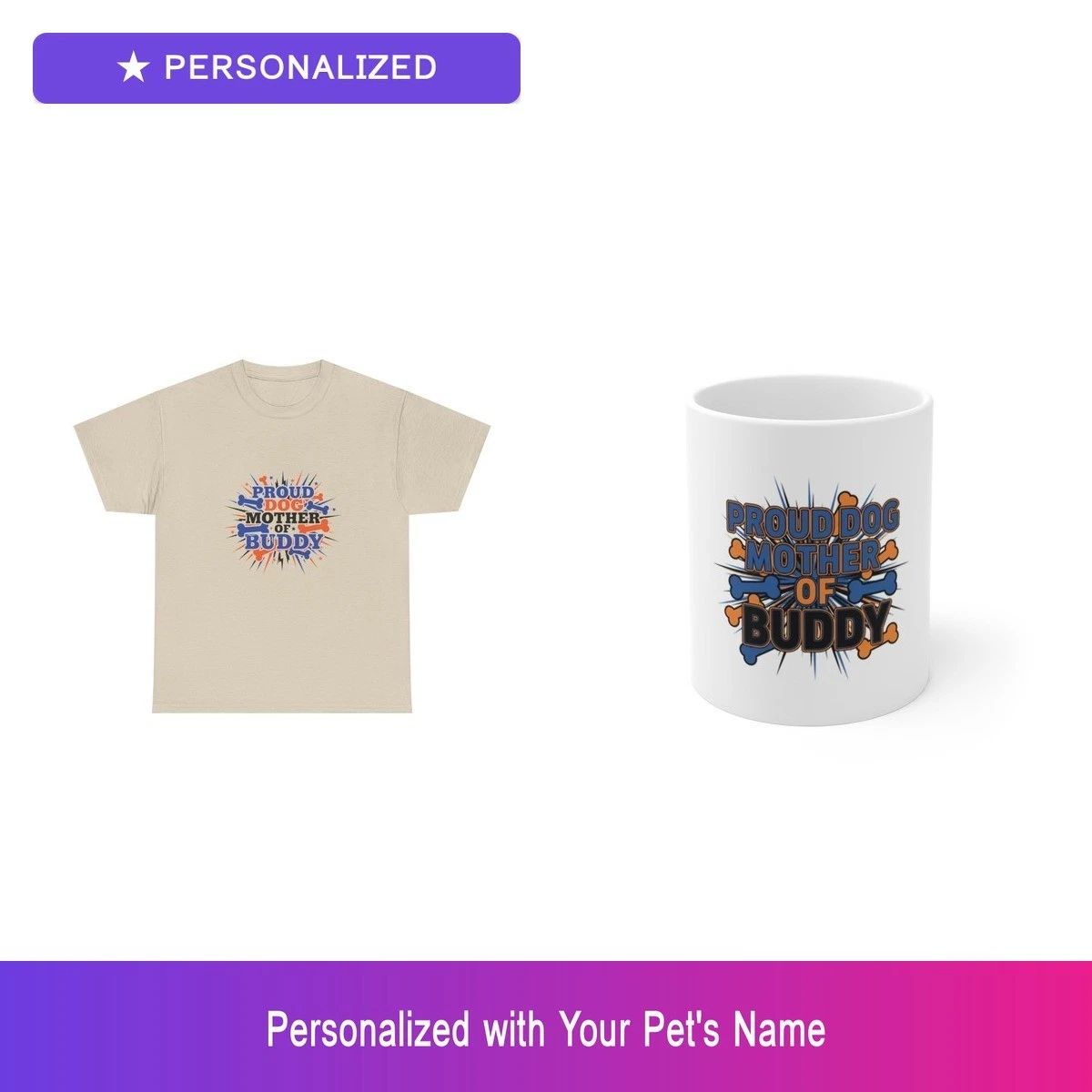 Custom Dog Proud Gift Set Shirt Mug Personalized Pet Name Bundle Lover