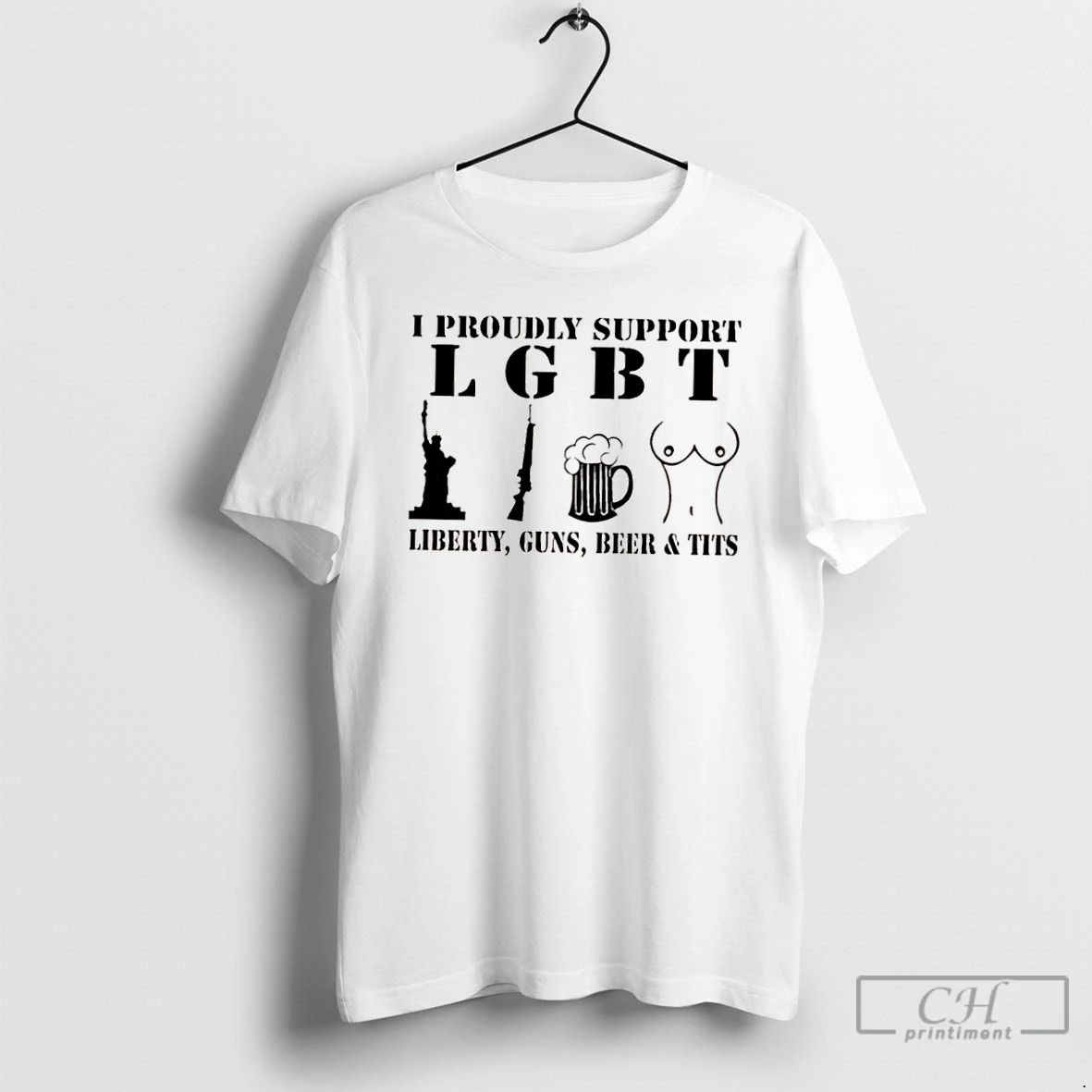 Classic I Proudly Support Lgbt Liberty Guns Beer Tits T Shirts