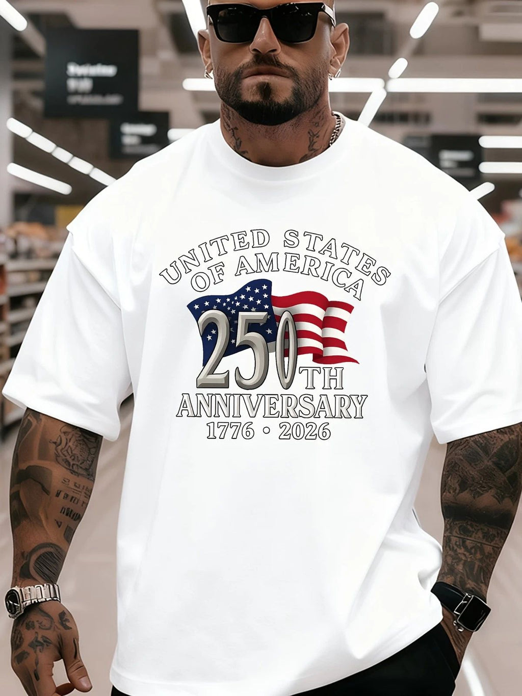 USA 250th Anniversary T-Shirt 1776-2026 American Flag Patriotic Graphic Tee