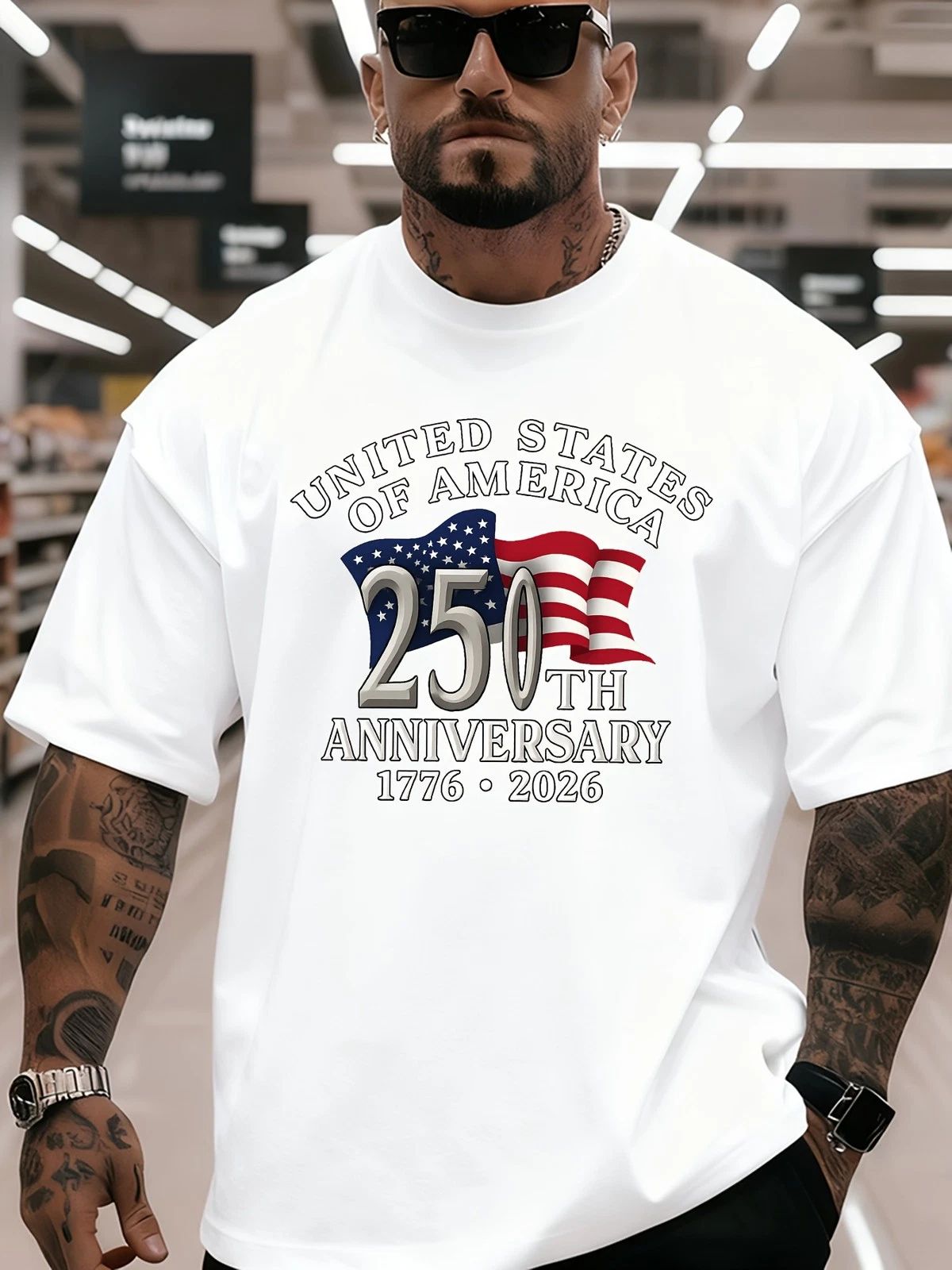 USA 250th Anniversary T-Shirt 1776-2026 American Flag Patriotic Graphic Tee