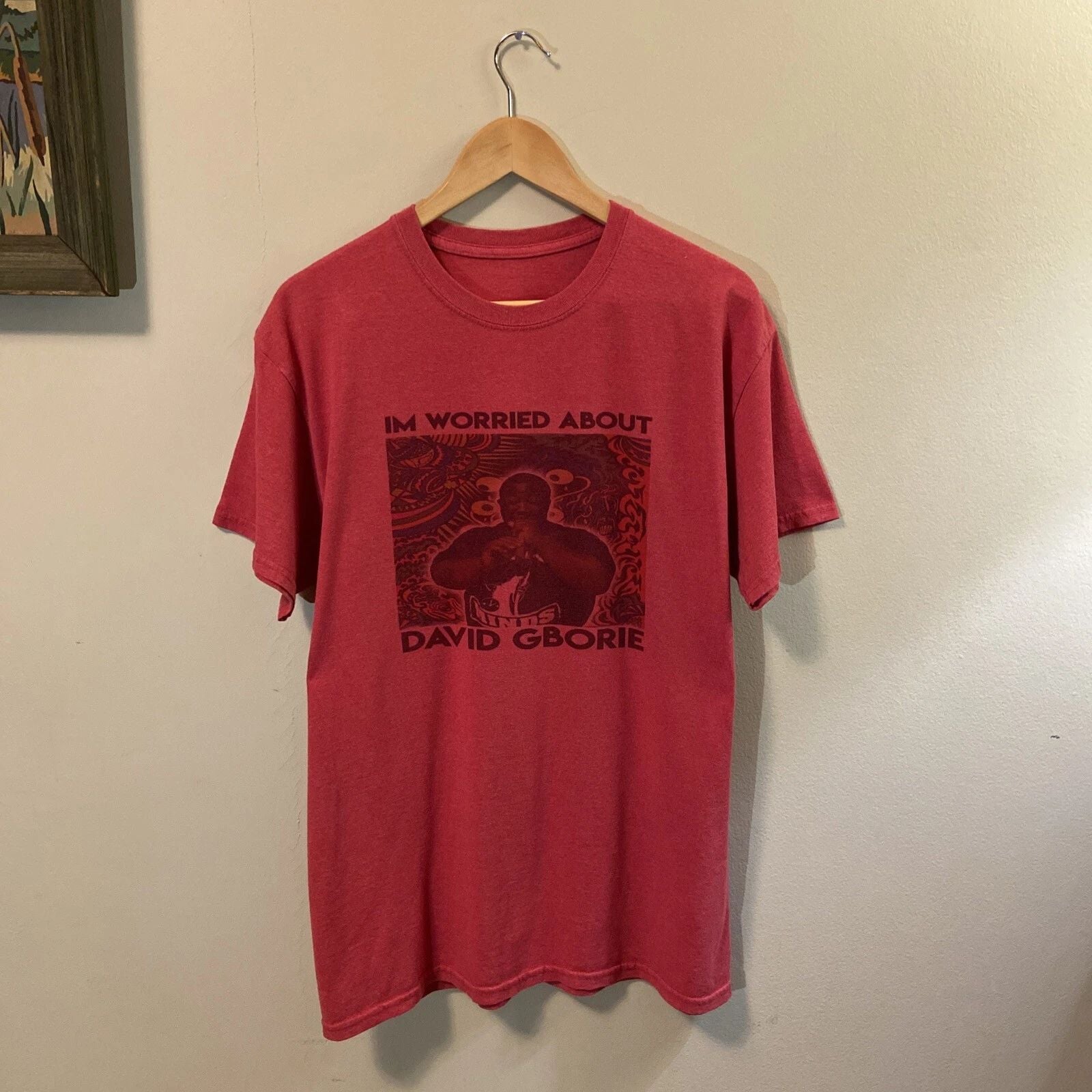 David Gborie shirt - Comedy- All Fantasy everything- comedian - size L - red