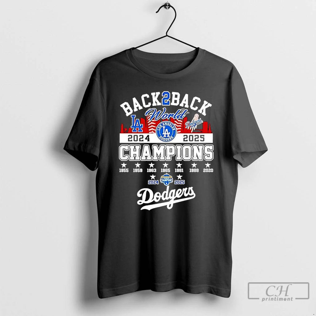 Premium Los Angeles Dodgers Back 2 Back 2025 World Series Champions T Shirts