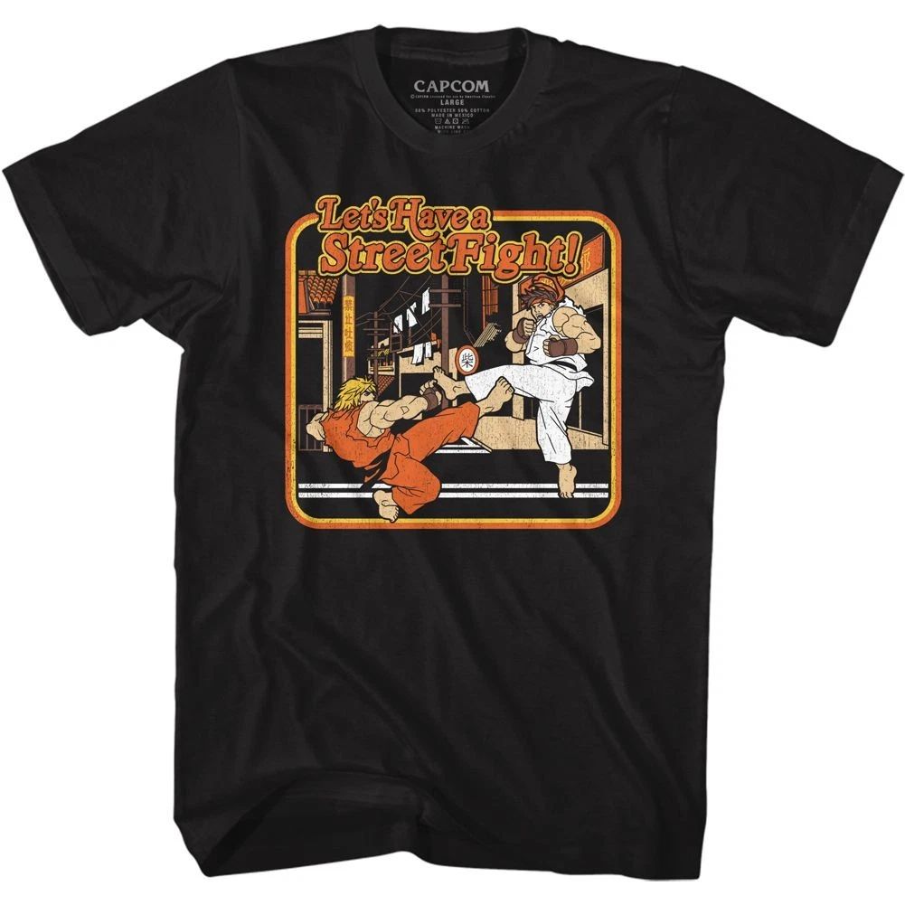 Street Fighter Storybook Style Black Gaming Shirt