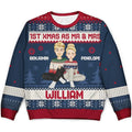 1st Xmas As Mr & Mrs Cartoon Couple - Personalized Unisex Ugly Sweater