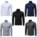 Mens Thermal Roll Neck Shirt Long Sleeve Cotton T-Shirt Slim Fit Pullover
